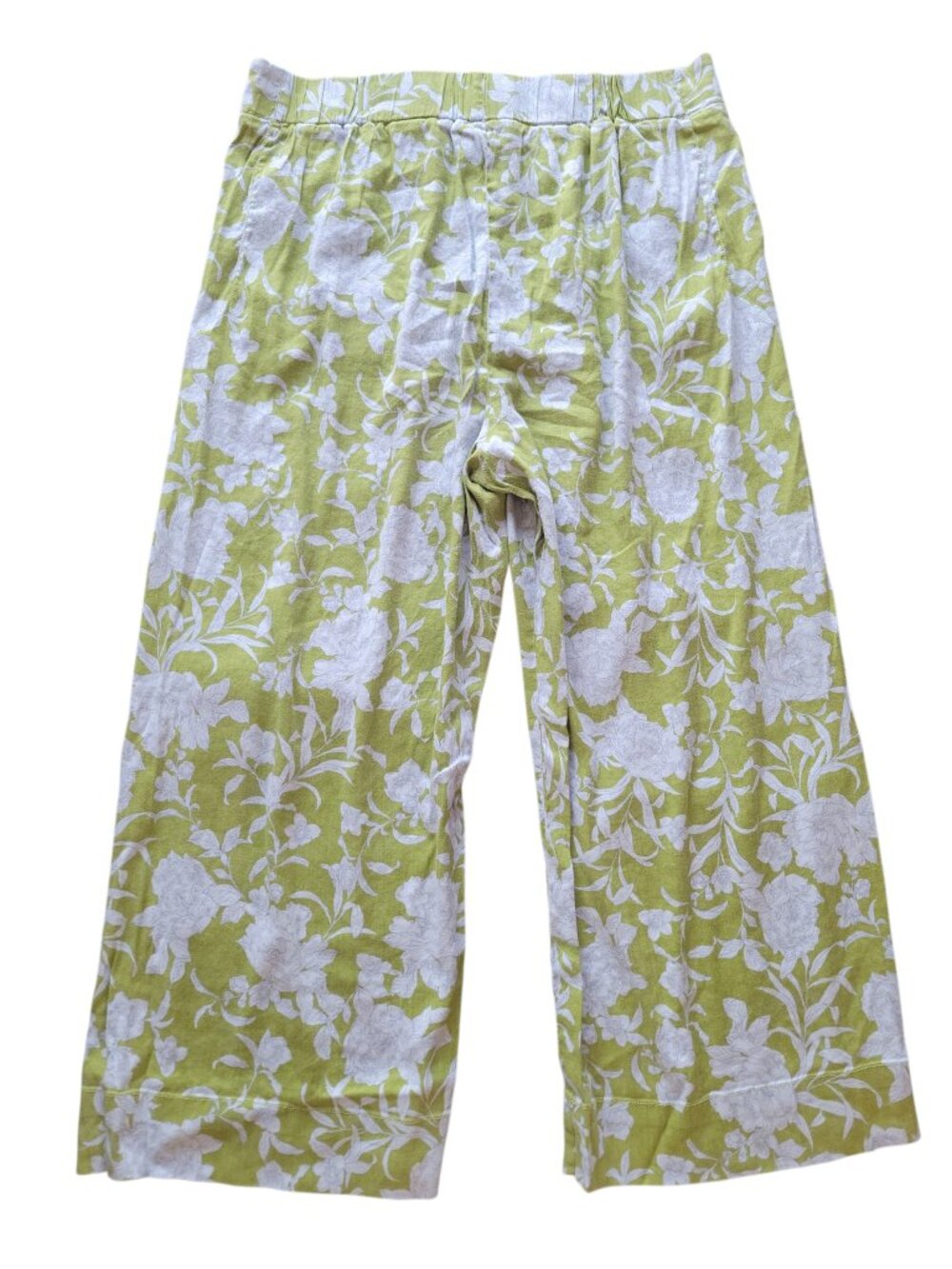 Maeve by Anthropologie Green and Blue Leaf Print London Wide Leg Pants Size XL - Picture 3 of 12